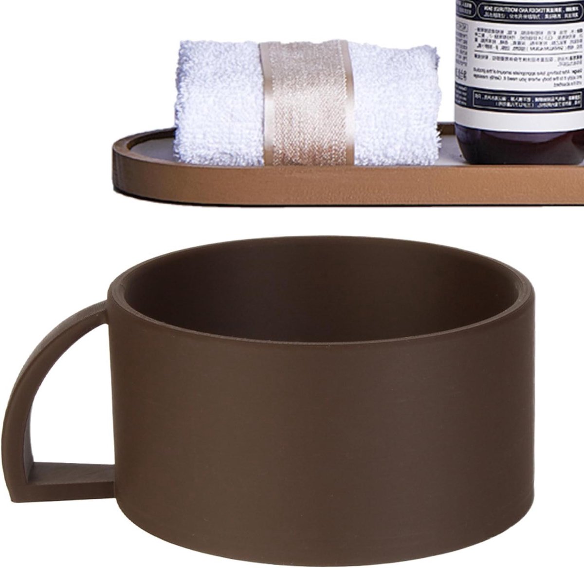 Scheerkom Mannen - Scheerzeep Beker - Scheren Voorbereiden - Antislip Basis - 7B centimeter - Bruin