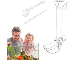 Voedingsbuis Aquarium - Voederbuis Vistank - Vissen Voeren - Inclusief Voerschaal - 17 cm - Transparant