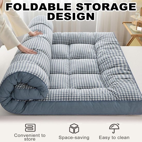 Japanse futonmatras - Vloermatras campingmat - Comfortabel slapen - Opvouwbaar ontwerp - 90 x 200 cm - Kaki van Merkloos — afbeelding 2