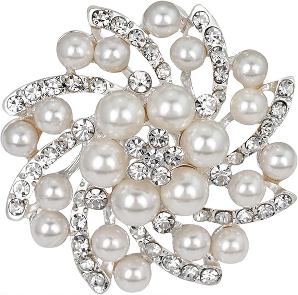 Elegante Faux Parels Bloem Broche met Rhinestones voor Bruidskleding en Accessoires, Perfect Cadeau voor Vrouwen en Meisjes