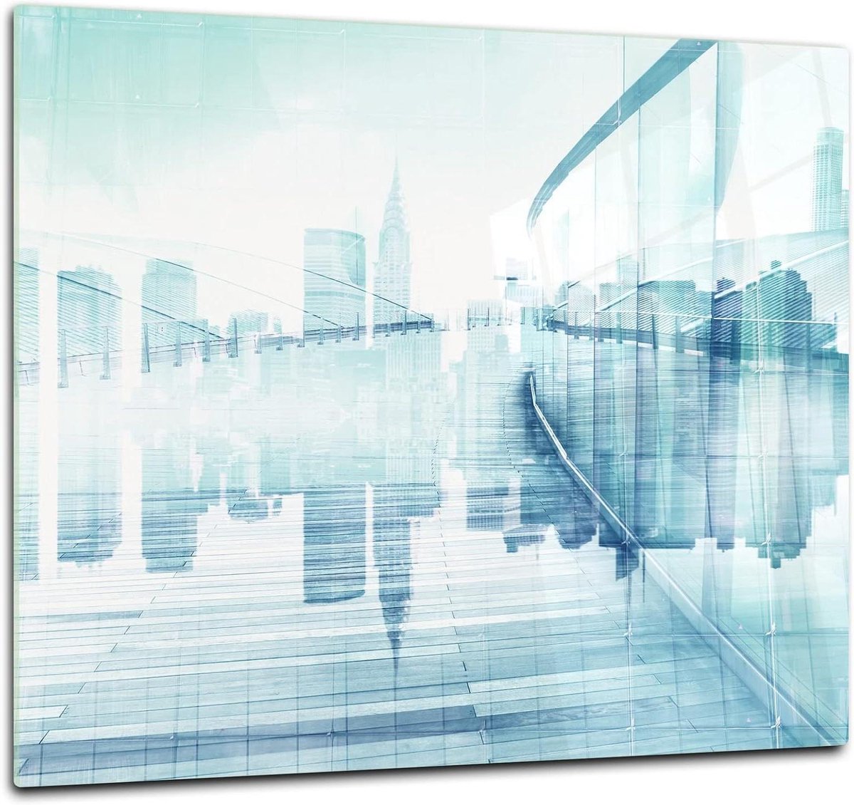 Glazen Snijplank - Kookplaatafdekking Keukenbord - Keukenwerkblad Beschermen - Gehard Glas - 60 x 52 cm - Abstract cityscape