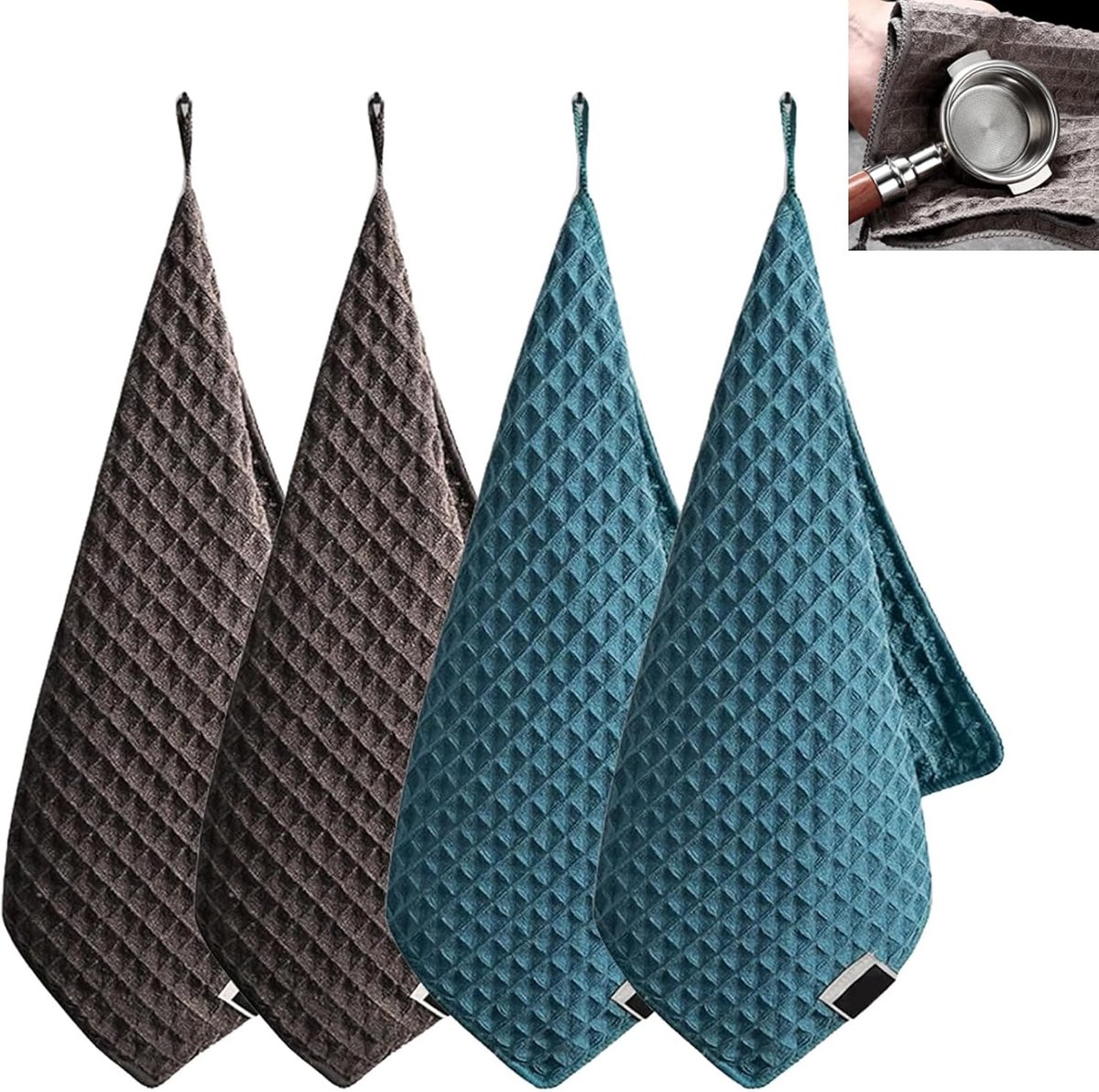4-delige Koffie Accessoires Set: Microvezeldoeken voor Espressomachine en Stoompijpje