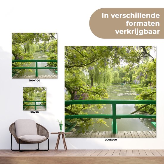 Toile jardin Vue sur l'eau depuis le pont japonais dans le jardin de Monet à Giverny - 100x100 cm