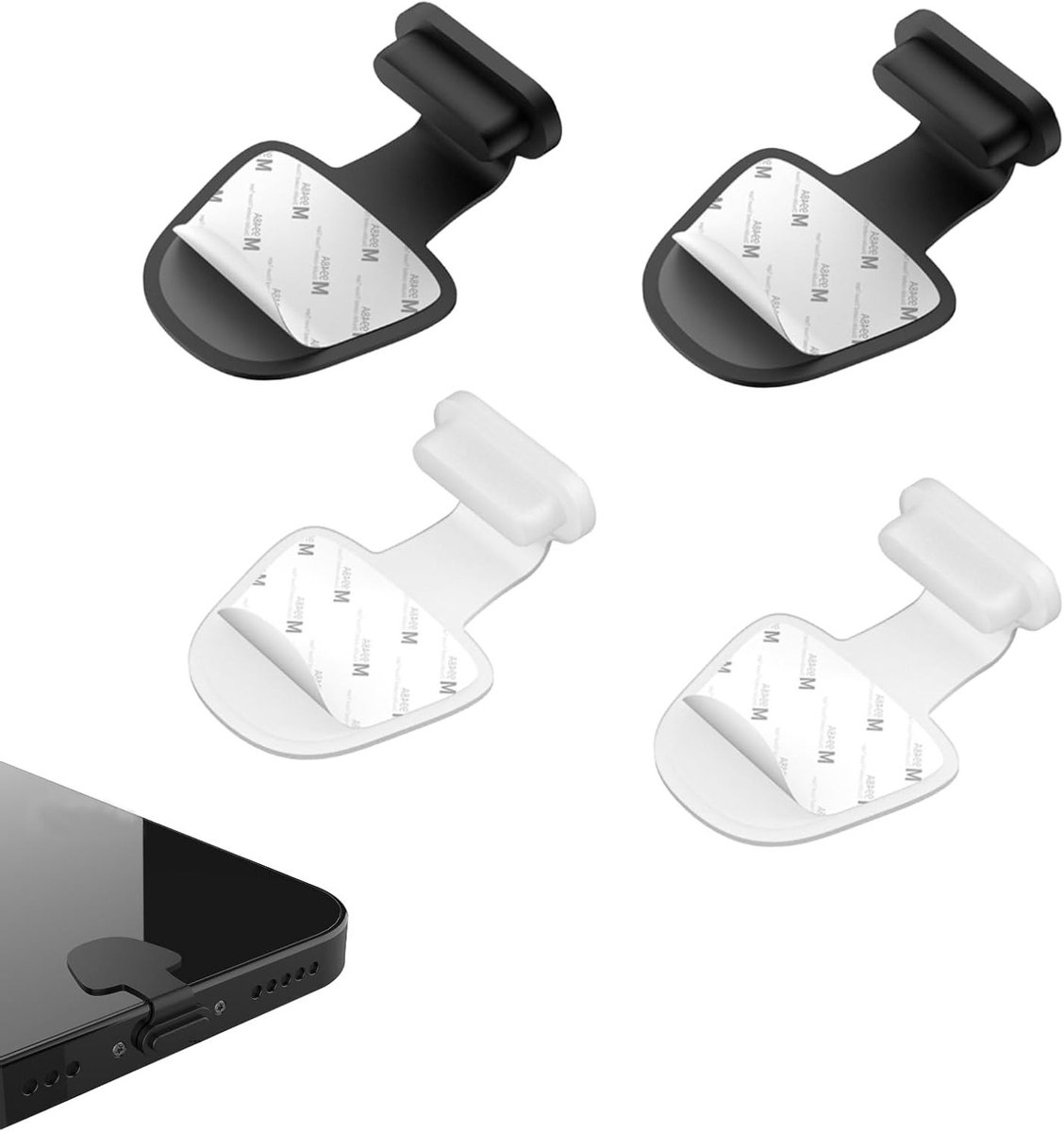 Set van 4 Siliconen Beschermhoezen voor Oplaadpoort - Stofbescherming en Verliespreventie voor iPhone 14, 13, 12, 11, X Mini, iPad en AirPods