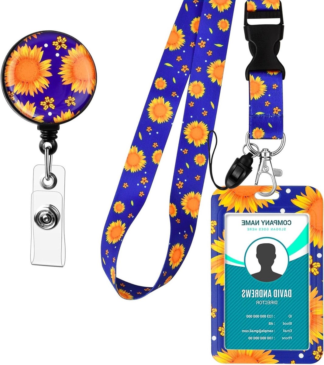 Uitbreidbare ID Kaart Houder 7 x 11 cm met Koord en Karabiner, Waterdichte ID Houder voor Studenten, Leraren en Zorgprofessionals