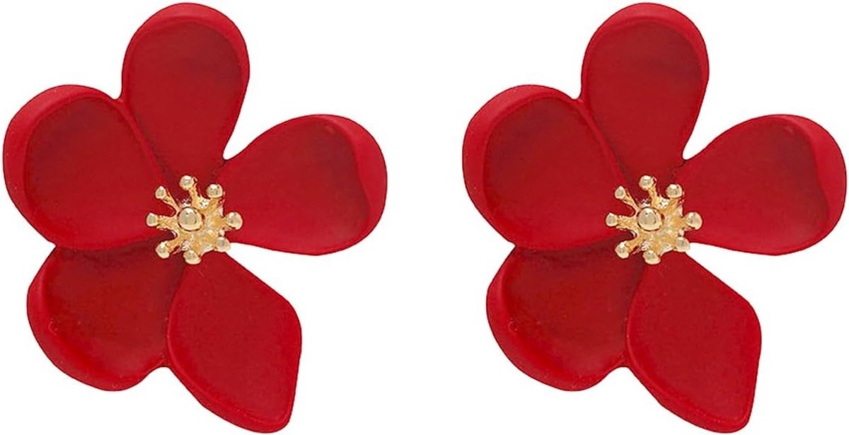 Rode Bloemoorbellen, Vintage Bloem Studs, Exaggerated Design, Persoonlijke Sieraden voor Vrouwen en Meisjes, Dagelijks Gebruik, Unieke Accessoires