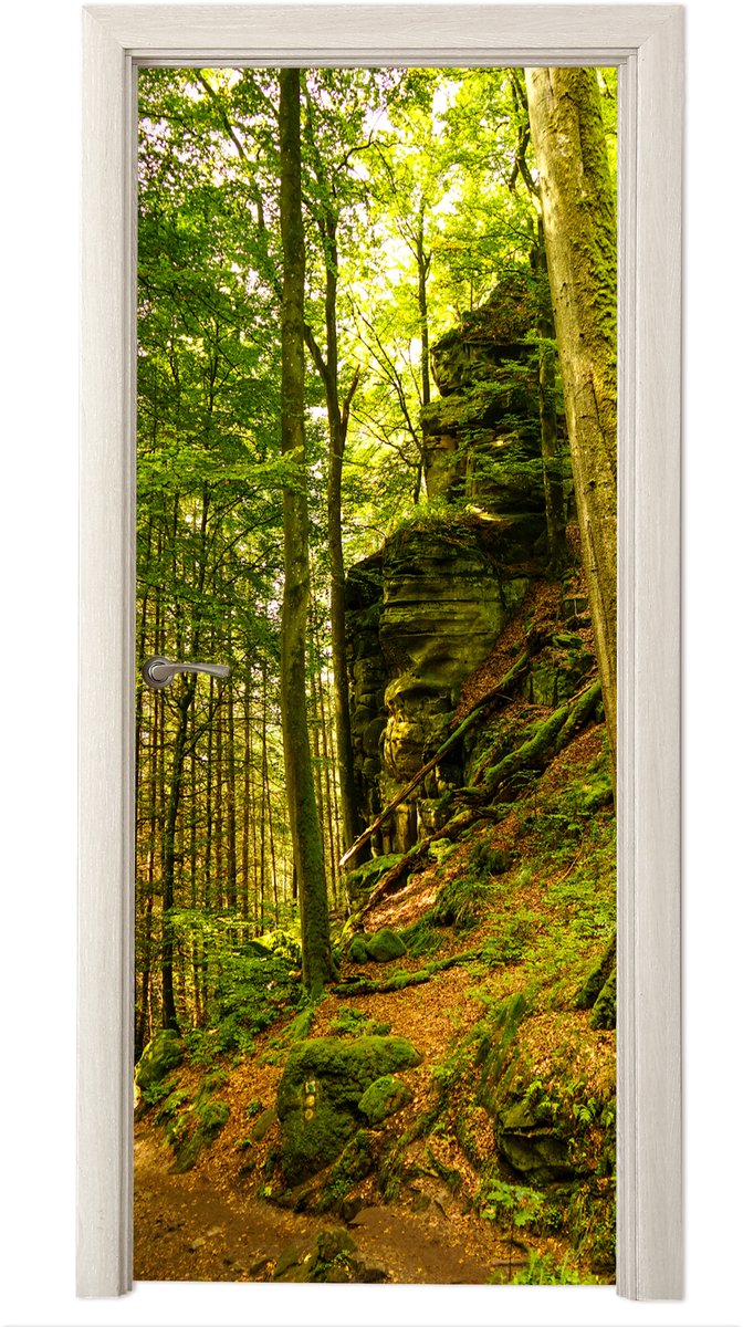 Deurposter 85x215 cm - Deursticker Bomen - Steen - Bos - Natuur - Planten - Meubelfolie ze