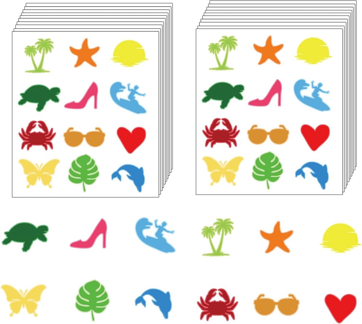 240 Stuks Zelfklevende Stickers voor Zonnebaden, 12 Stijlen met Ster, Vlinder en Strikpatroon voor Meisjes in de Zomer