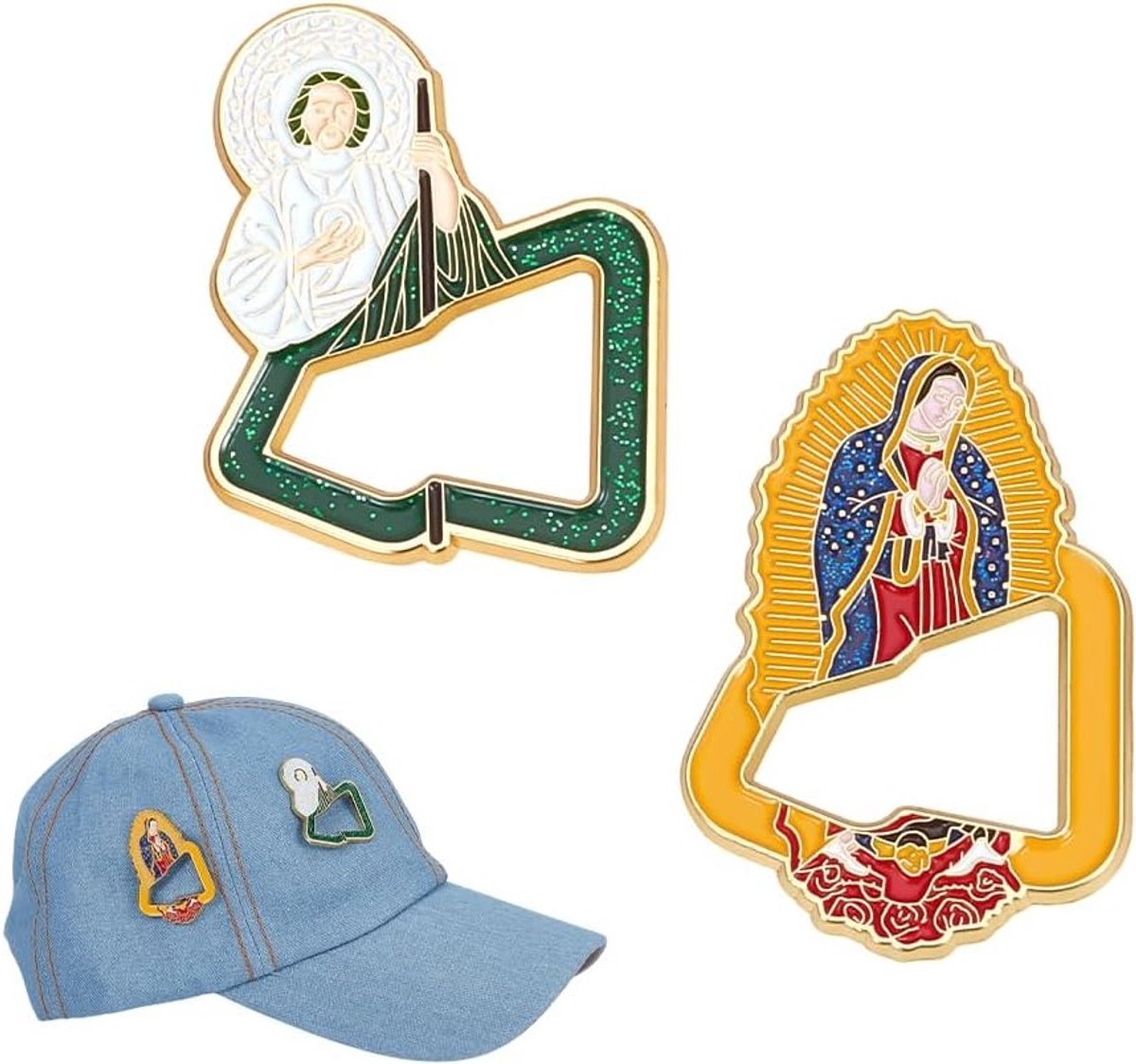 Vintage Enamel Hoedspelden Set van 2, Metalen Hoed Pins met Cartoon Patroon voor Hoeddecoratie, Tas en Kleding