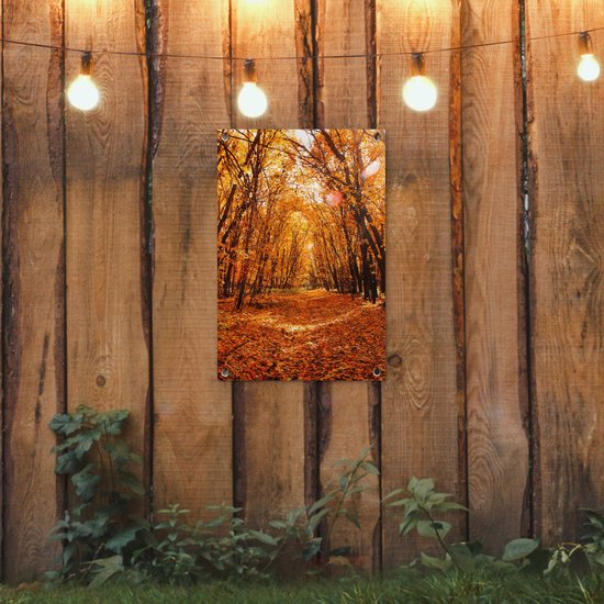 Affiche de jardin - Automne - Forêt - Feuilles - Oranje - 40x60 cm - Décoration de jardin - Toile jardin