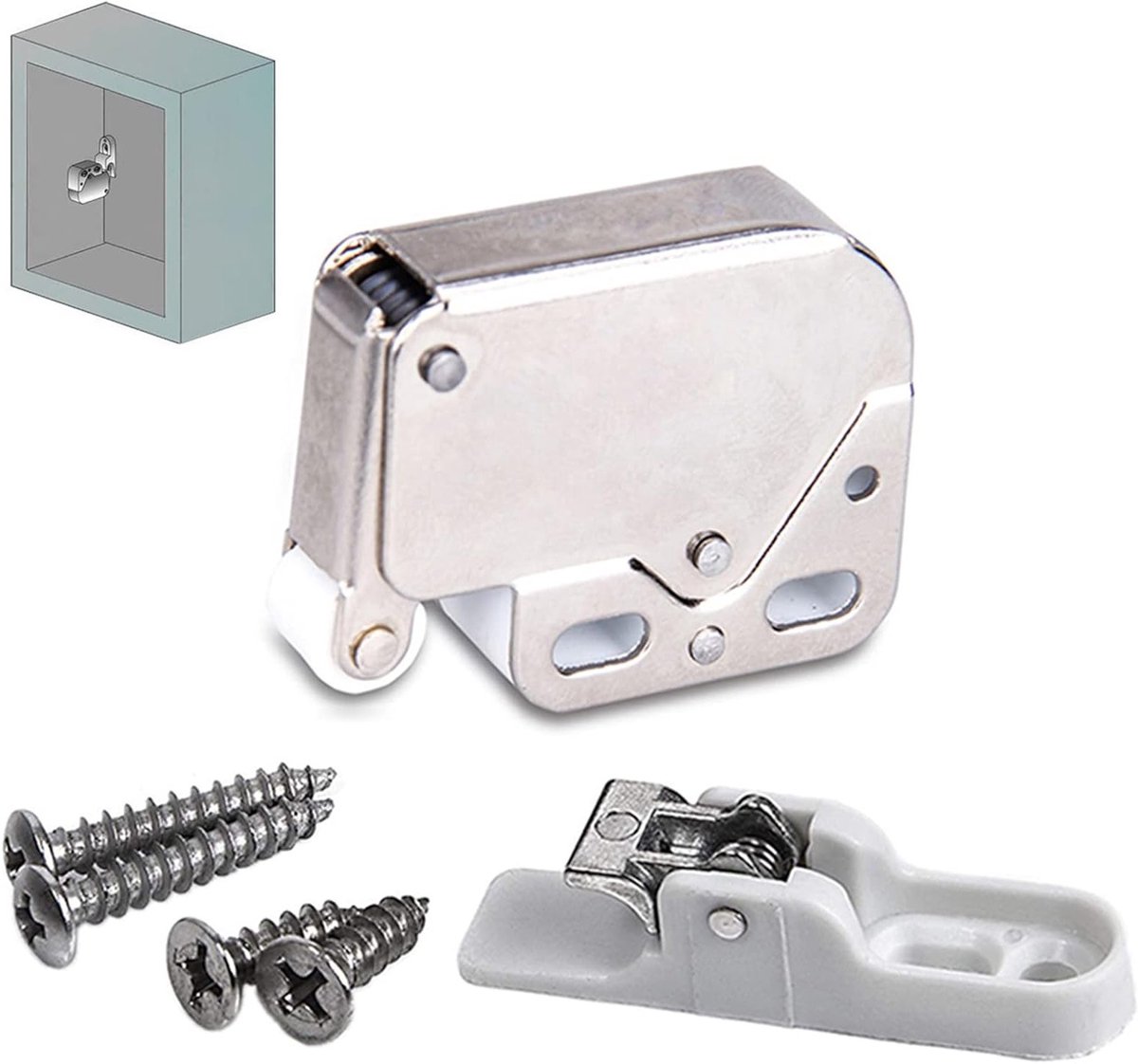 Mini Latch voor Keuken- en Kasten Deuren - Automatische Spring Flap en Touch Catch - Set van 15 voor Eenvoudige Montage