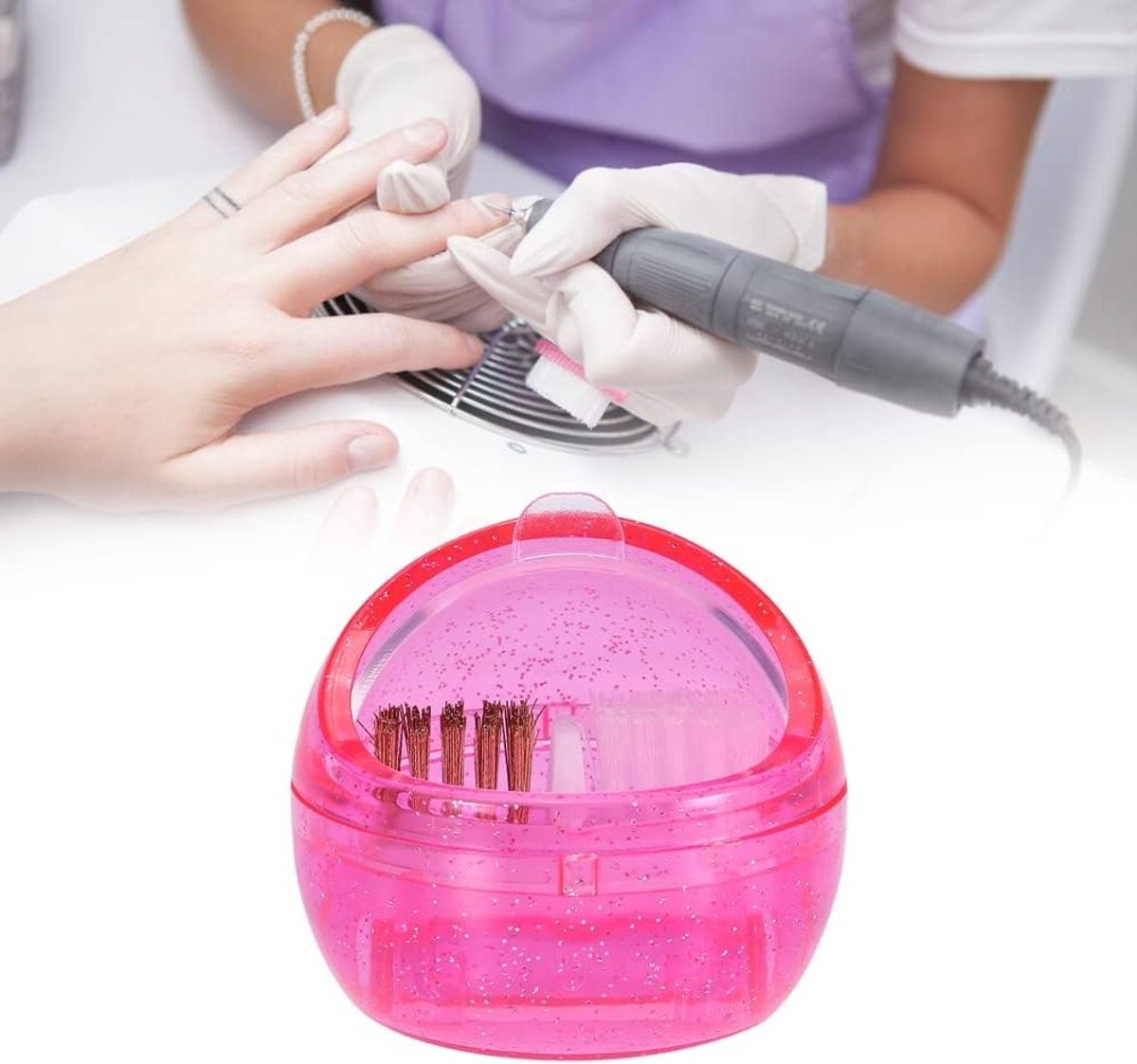 Dual Clean Borstel voor Nagelknippers - Manicure Gereedschap met Metaal en Plastic Borstels voor Keramische Bits en Effectieve Reiniging
