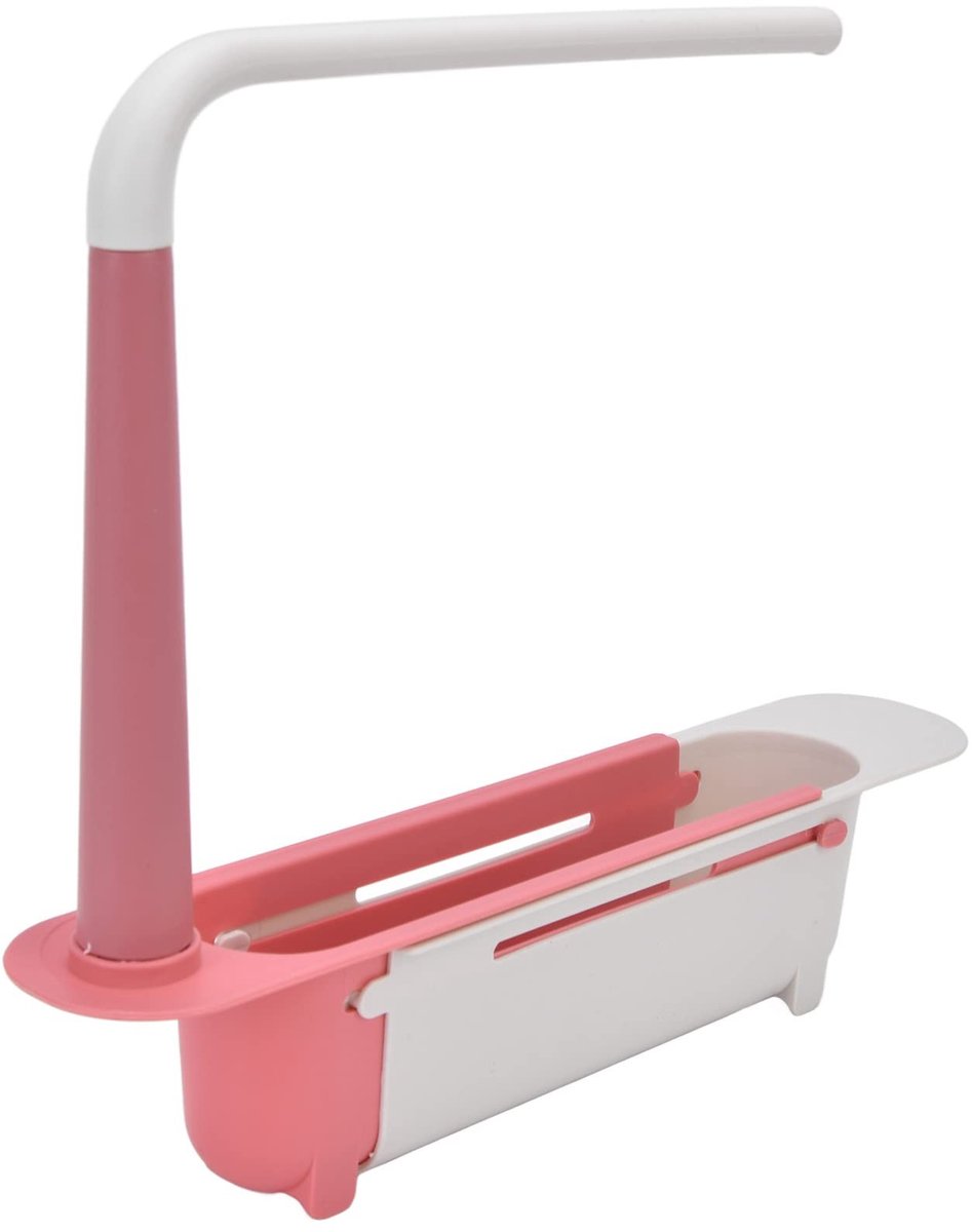 Dailygoods - Dailygoody - Telescopische gootsteen opbergrek - Keuken organizer - Verstelbaar ontwerp - Rood - Handige opslag voor afvoermand en sponzen - Geschikt