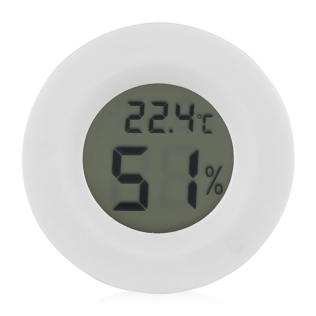 Dailygoody - Reptiel Temperatuur en Vochtigheid Monitor - Digitale Thermometer - Ronde Witte LCD - Hygrometer - Voor Hagedis en Schildpad - Inclusief