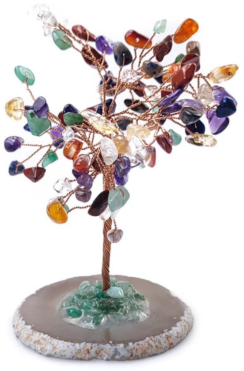 Dailygoody - Healing Chakra Edelsteen Boom - Geldboom - Rijkdom en welvaart - Kleurrijk - Feng Shui - Energie healing - Geschikt voor meditatie - Mini