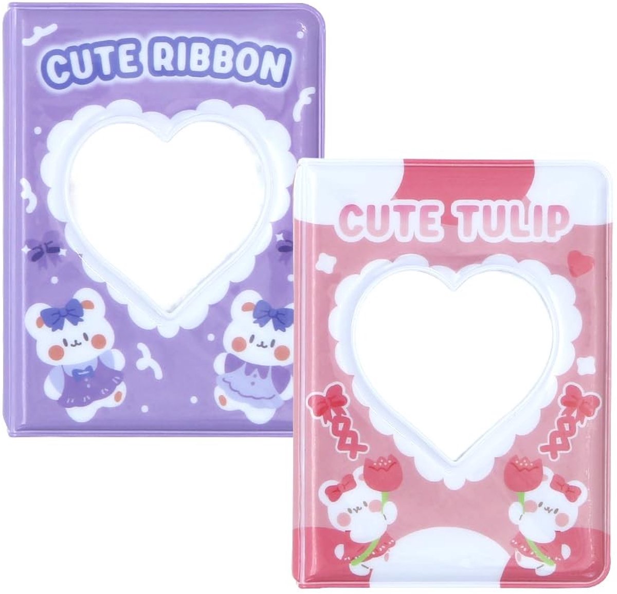 Dailygoods - Cosensi - Dailygoody - Mini Photo Album Set - Kpop Photo Card Binder - Transparent Cover - Roze - 40 Pockets - Fotocards - Voor meisjes en kids - 3 Inch