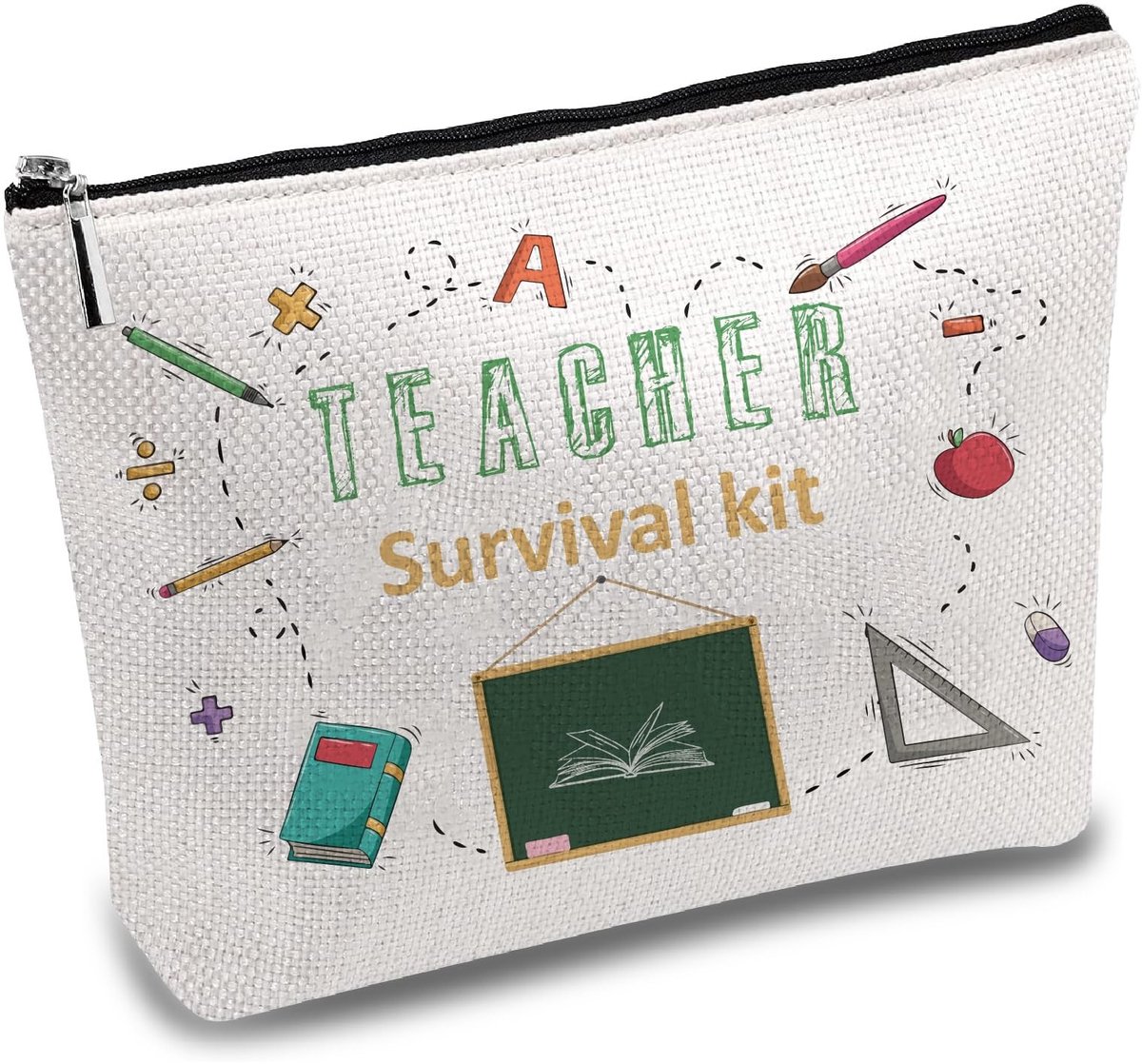 Dailygoods - Dailygoody - Leraar etui - multifunctionele make-up tas - canvas toilettas - 25,5 cm - pennenetui - geschikt voor leraar - grote overlevingskit