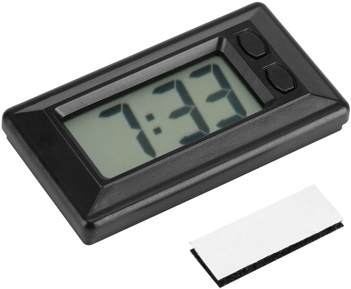 Dailygoods - Dailygoody - Digitale Klok - LCD Scherm - Plakbasis - Ideaal voor Auto en Bureau - Tijdweergave - Modern design - Geschikt voor alle voertuigen en wer