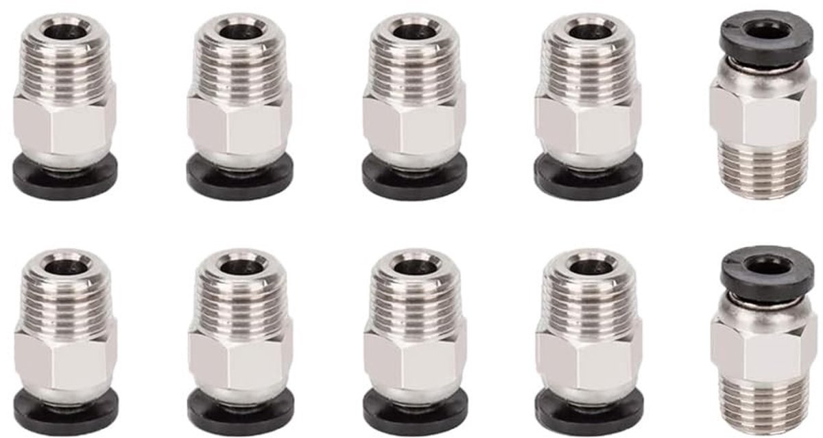 Dailygoody - 3D-printer Connectoren - Pneumatische Verbindingen - Betrouwbaar en Duurzaam - Zilver en Zwart - 10 Stuks - Geschikt voor 3D-printers en ...
