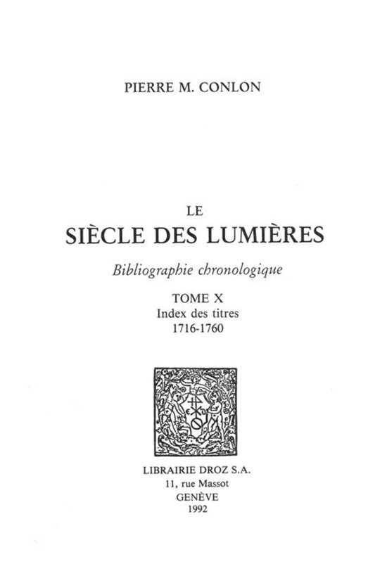 Histoire des Idées et Critique Littéraire - Le Siècle des ... - cover