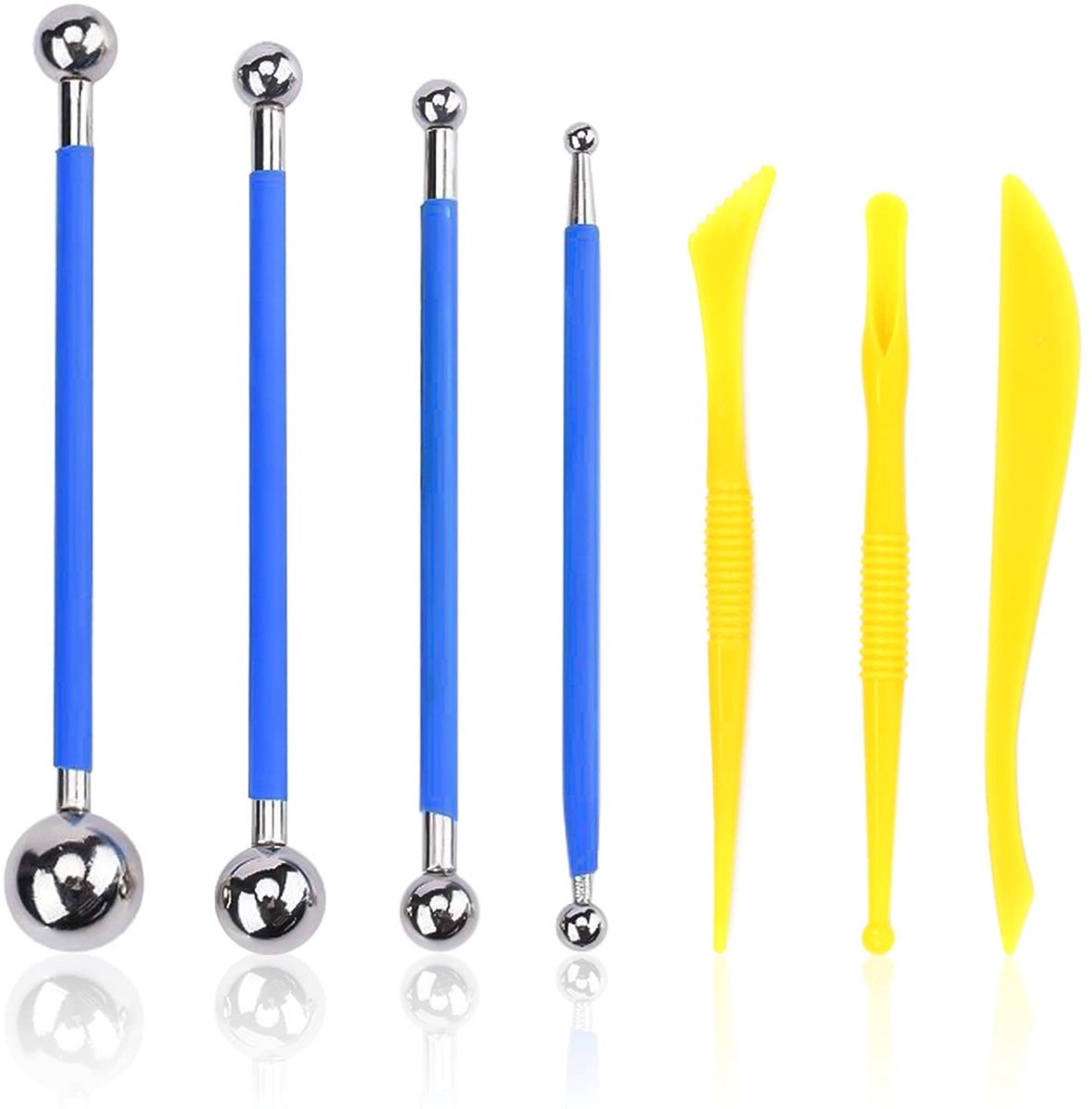 Dailygoody - Set van 4 metalen ballen - Multifunctionele messen - Doe-het-zelf bakdecoratiegereedschap - Blauw - Bakgereedschap - Voor bakliefhebbers ...