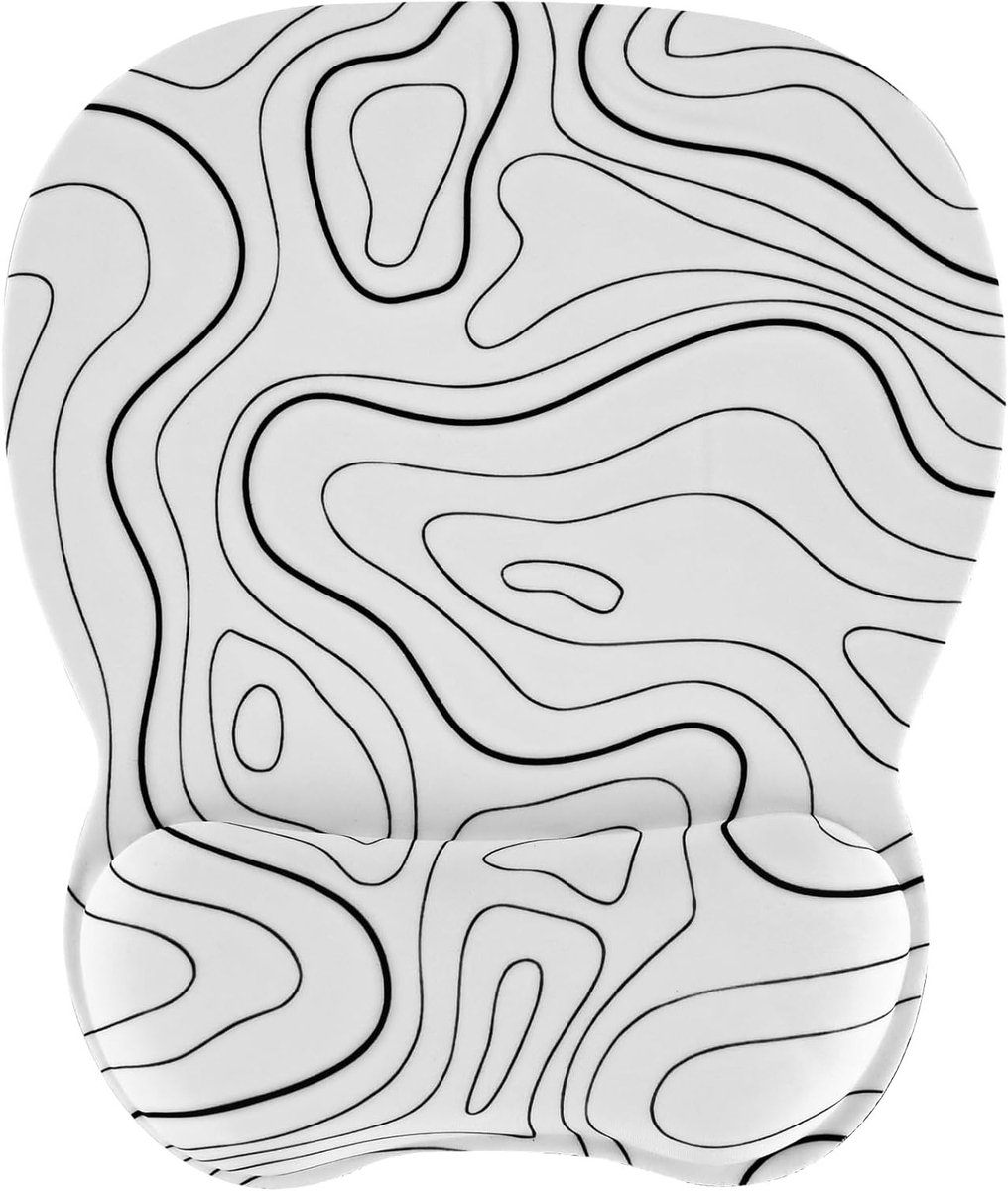 Geheugenfoam Polssteun Muismat met Antislip Rubberbasis, Minimalistisch Topografisch Ontwerp, Comfortabel en Ergonomisch