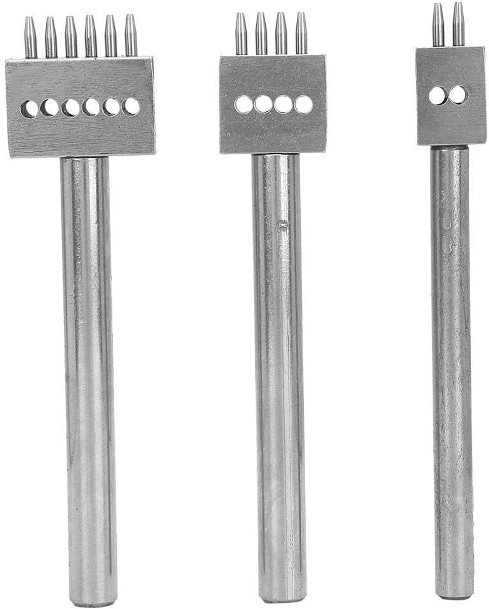 Set van 3 gereedschappen voor het ponsen van leer, 2 mm/4 mm/6 mm steek, doe-het-zelf riempons
