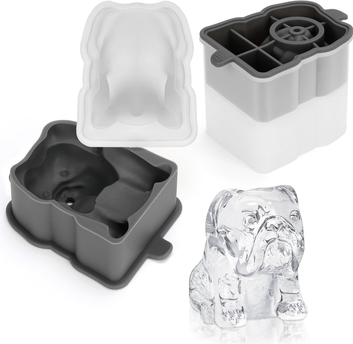 Dailygoods - Dailygoody - Hondenvorm Ijsmallen - Siliconen Ijsklontmaker - Leuk voor Drankjes - Set van 2 - BPA-vrij - Voor Cocktails en Feestjes