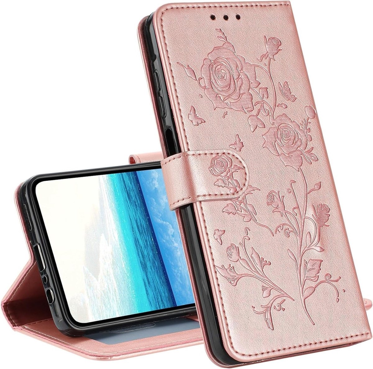 Wallet Case voor Samsung A34 5G - Roze Flip Case met Kaartsleuven, Magnetische Sluiting en Schokbestendige Bescherming