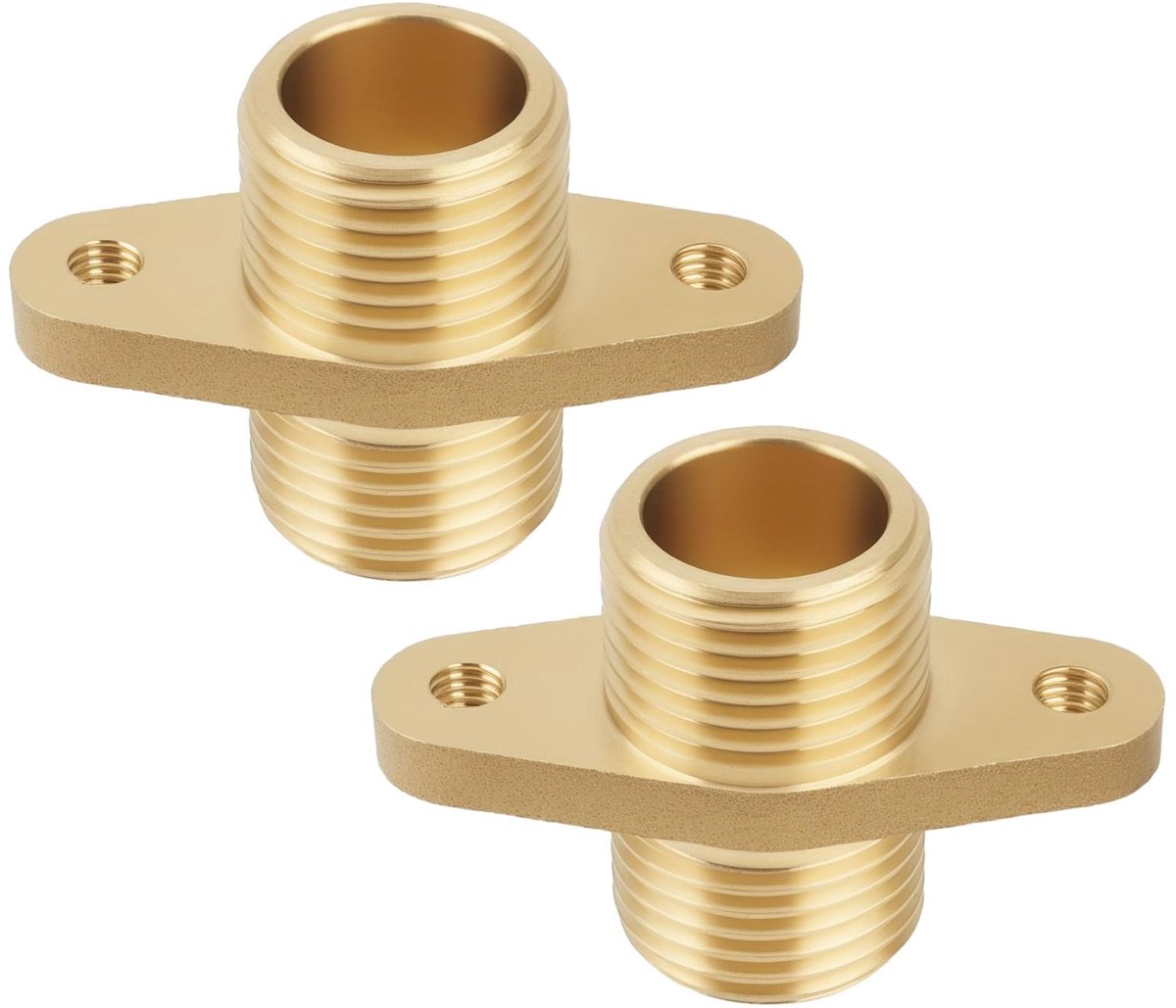 Dailygoods - Dailygoody - 1/2 Inch Dubbele Externe Draad - Messing Flens Pijp Joint - Duurzaam en Corrosiebestendig - 2 stks - Voor Aansluiten van Water - Accessoi