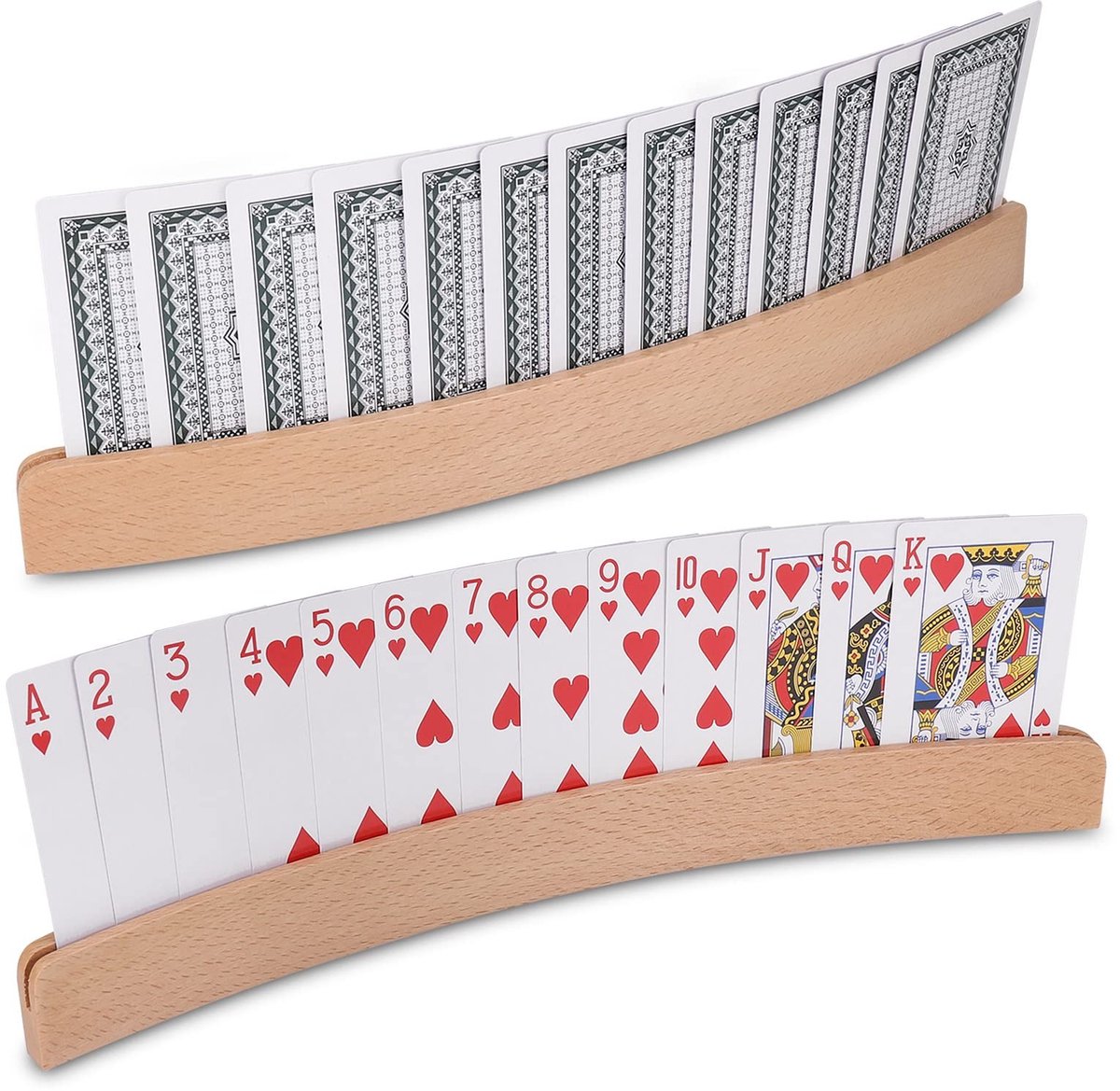 Dailygoods - Dailygoody - Speelkaarthouder - Houten Kaartenhouder - Handsfree Organisatie - 2 Stuks - Geschikt voor Poker en Bridge - Voor Kinderen en Volwassenen