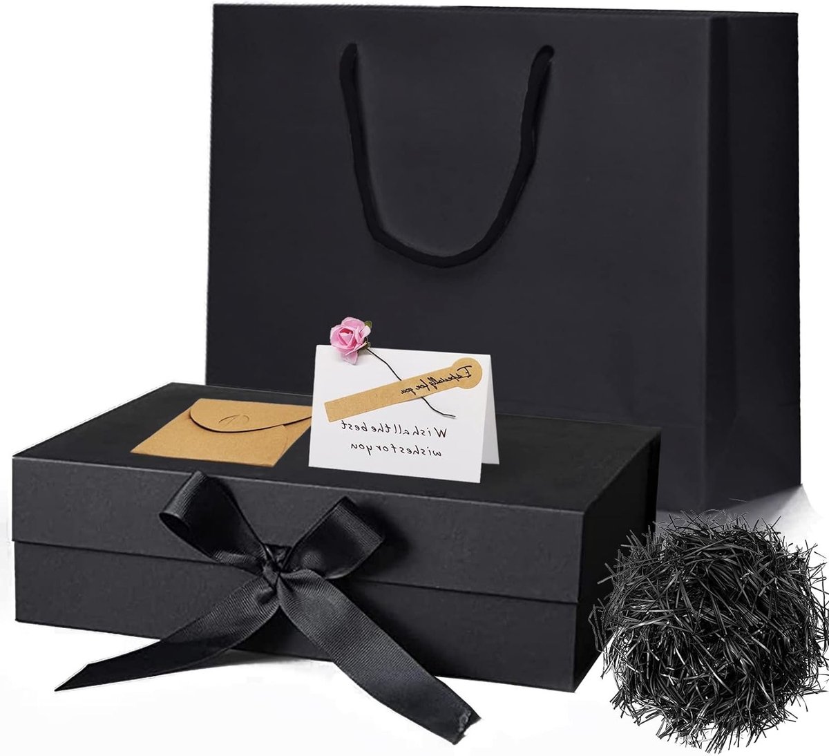 Allecta - Luxe geschenkdoos met strik en wenskaart voor verjaardagen en jubilea