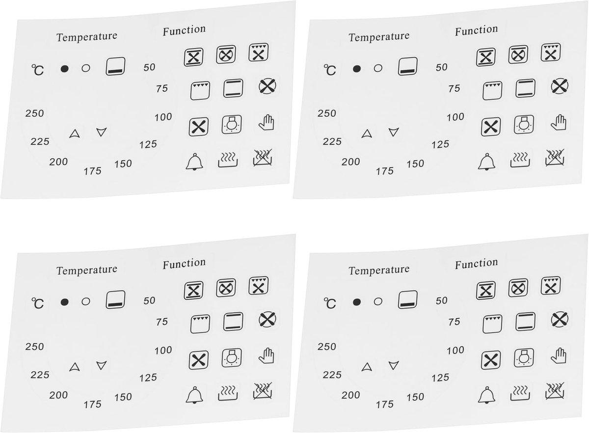 Dailygoods - 4 Stuks Temperatuur en Functie Sticker Set voor Ovens