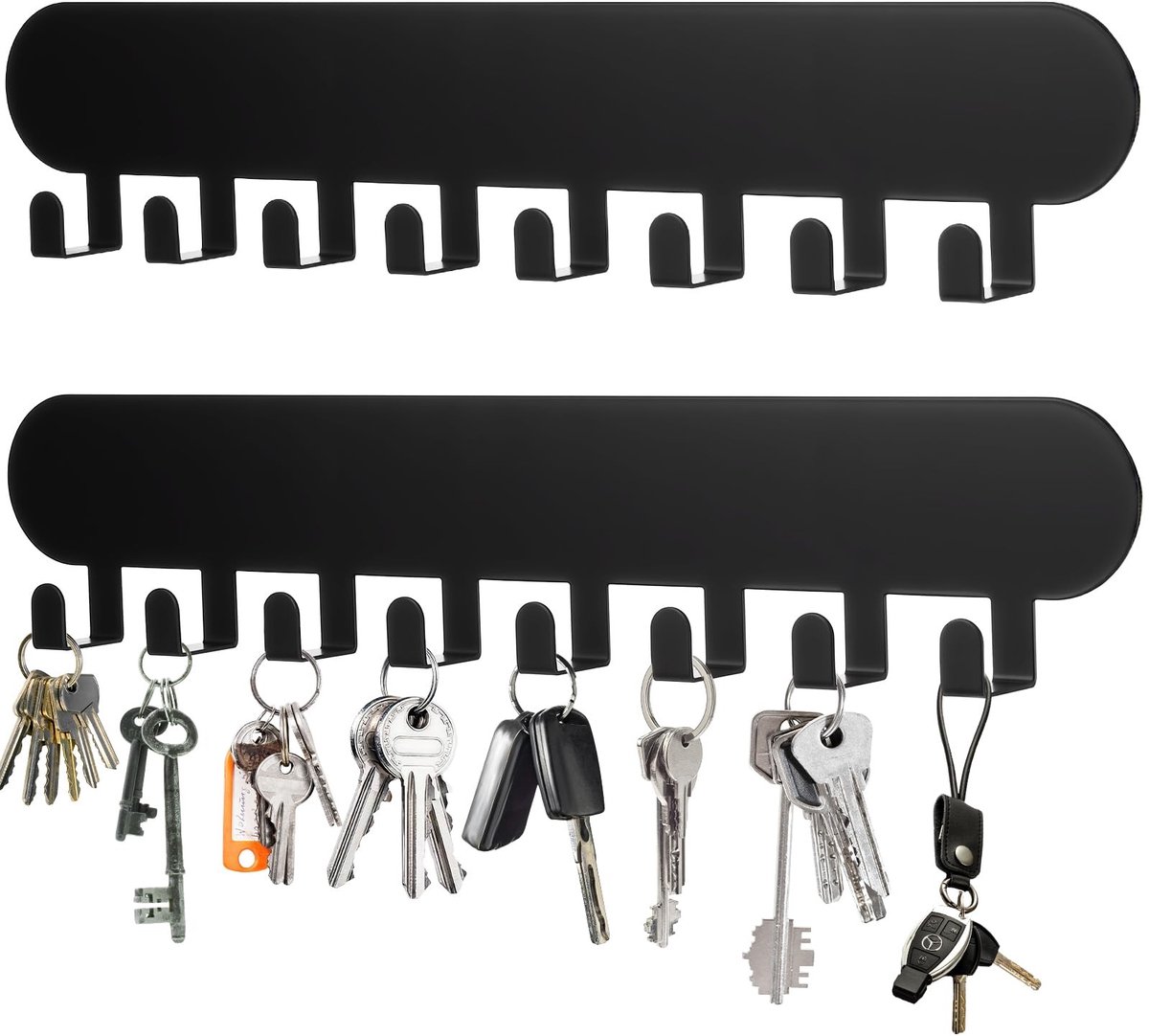 Dailygoods - Cosensi - Dailygoody - Sleutelhanger - Zelfklevende Sleutelhaken - Geen Boorgaatjes - Zwart - Sleutels Organiseren - Perfect voor Woonkamer en Keuken - 2 Stuks