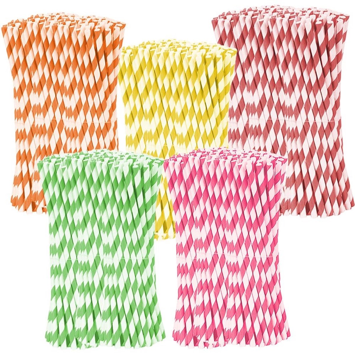 Dailygoods - 500 Stuks Gekleurde Papieren Rietjes voor Feestjes
