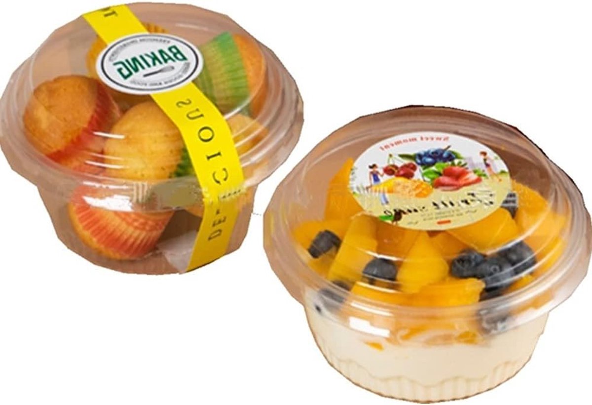 Transparante Voedselcontainers met Deksel voor Cupcakes, Taarten en Muffins - 50 Stuks voor Feestjes en Fruit Salades