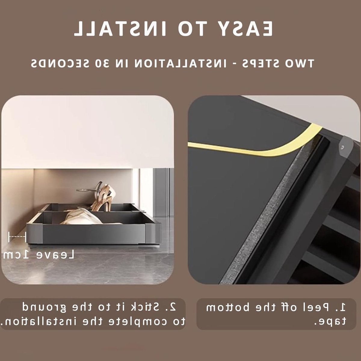 Uitbreidbare onderbed schoenenopslag met telescopische lade en push-to-open functie voor schoenen, kleding en accessoires (Zwart, 41x31cm)