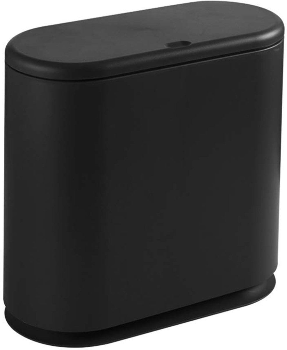 Dailygoody - Prullenbak - Scandinavische stijl - Compact design - Zwart - Duurzaam - Ideaal voor badkamer keuken kantoor - Ovale split prullenbak