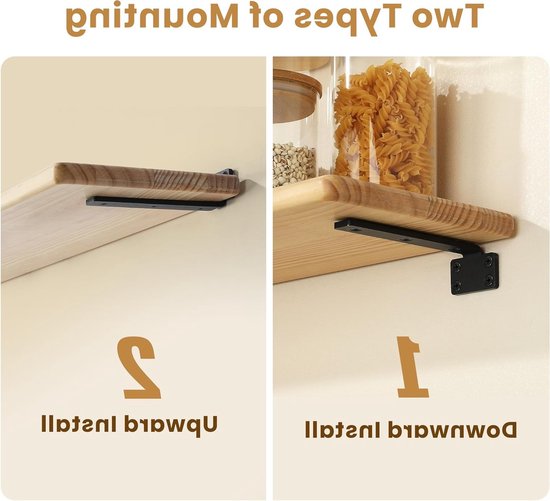 Set van 4 Zwevende Planksteunen, 15 x 5 cm, Duurzaam en Praktisch, Wandplank met Schroeven, Zwart, Ideaal voor Thuis en Kantoor — afbeelding 3