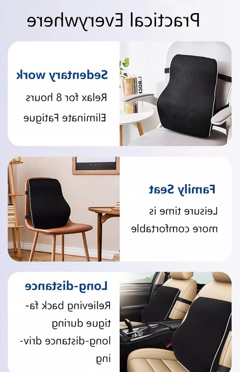 Ergonomisch Lendensteun Kussen voor Bureau- en Auto Stoelen - Geheugenfoam Rugkussen voor Rugpijnverlichting, Verbeterde Houding en Comfortabel Zitgemak met 3D Mesh Bekleding