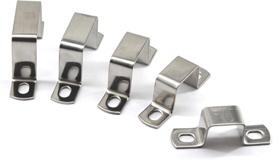 U-vormige slangenhouder van 25x25mm - 10 stuks - RVS buissteunen met zelftappende schroeven voor stevige bevestiging — afbeelding 4