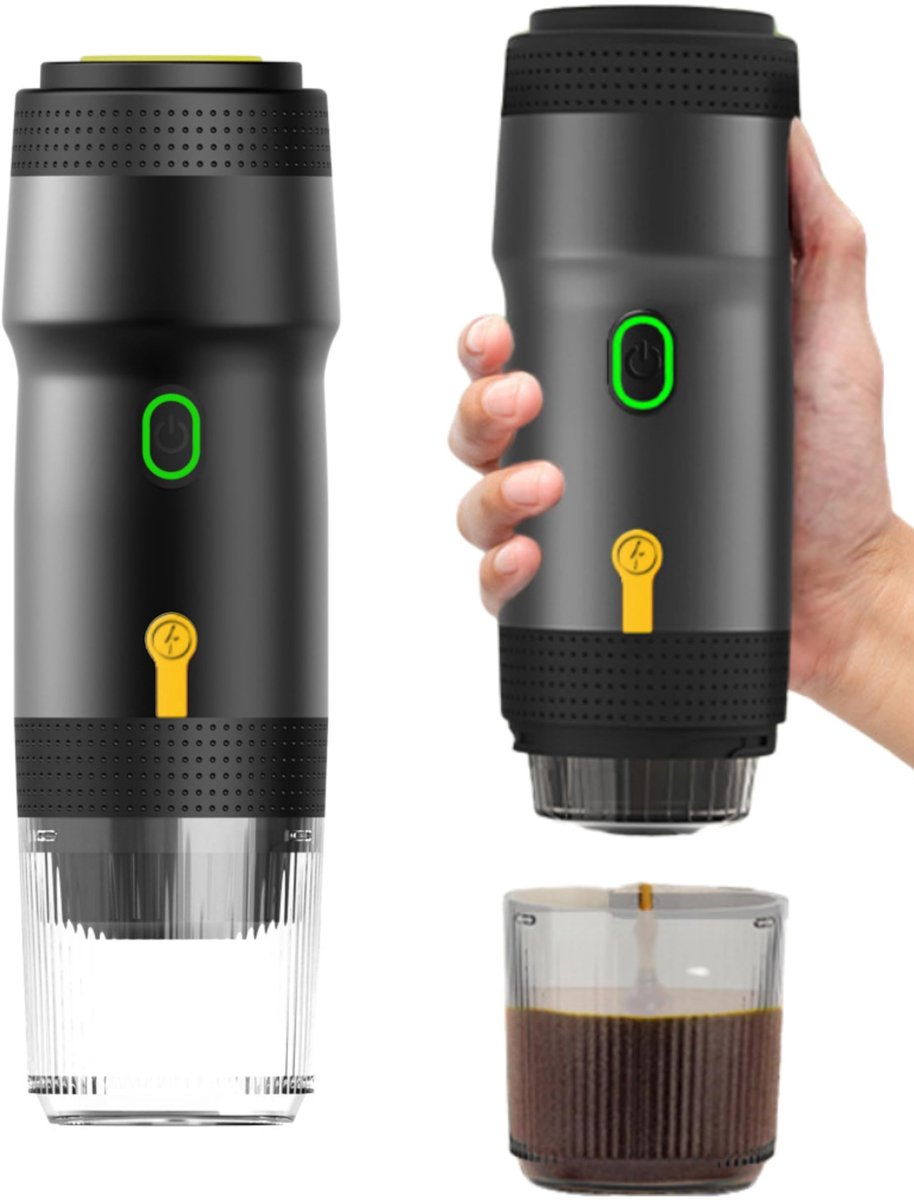 Dailygoods - Dailygoody - Elektrische espressomachine - Draagbaar koffiezetapparaat - Volautomatisch - Zwart - 3-in-1 capsulevak - Geschikt voor en DG-capsules