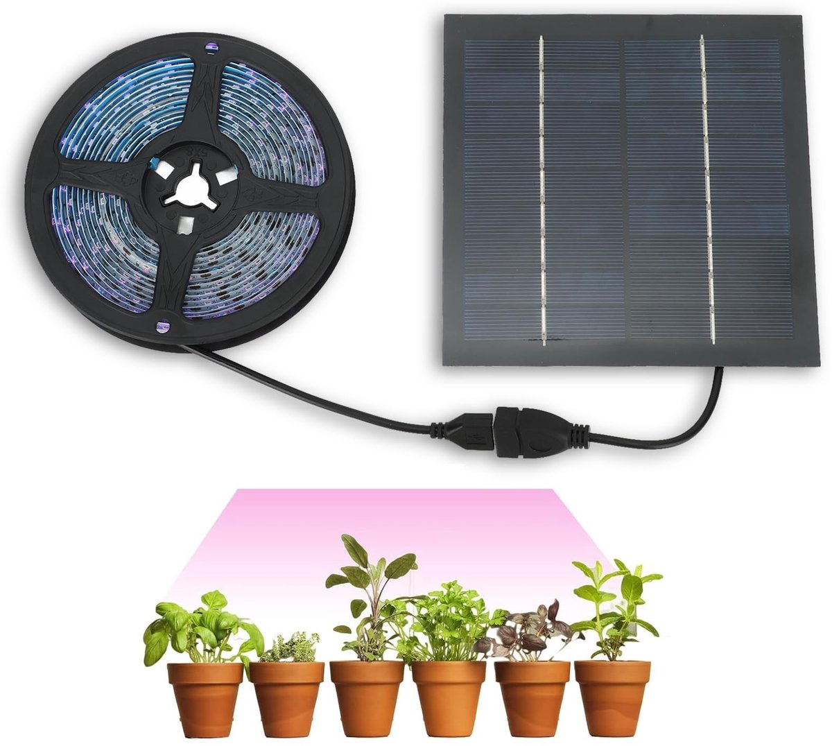 Dailygoods - Zonne-energie LED Groeilicht Strip 5M voor Kamerplanten