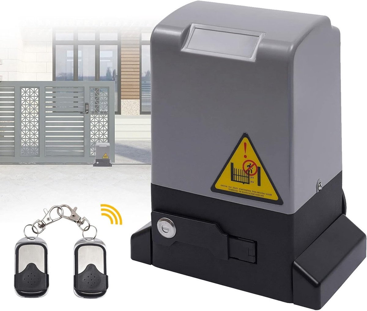 Elektrische schuifpoort aandrijving 550 W voor poorten tot 1200 kg, automatische deur opener met afstandsbediening en 2 remotes, veilig en betrouwbaar