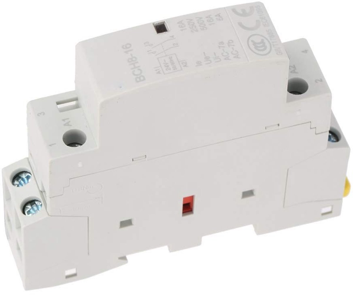 Dailygoods - Dailygoody - 24V AC Schakelaar - Vertraging Schakelaar - Energiebesparend - 2P 16A - Huishoudelijke Toepassing - Stil in Gebruik - Geschikt voor Din Ra
