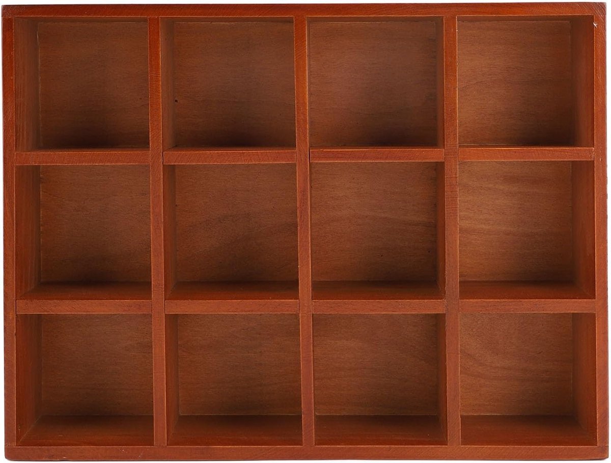 Vintage Wandplank voor Sieraden en Verzamelobjecten, 12 Compartimenten, Stevige en Elegante Opbergruimte voor Mokken en Decoraties