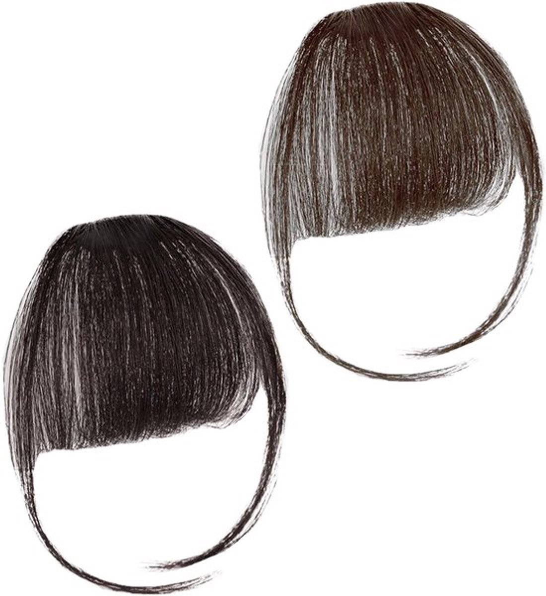 Clip-in pony van menselijk haar - lichtbruin/donkerbruin - fringe extensions voor vrouwen