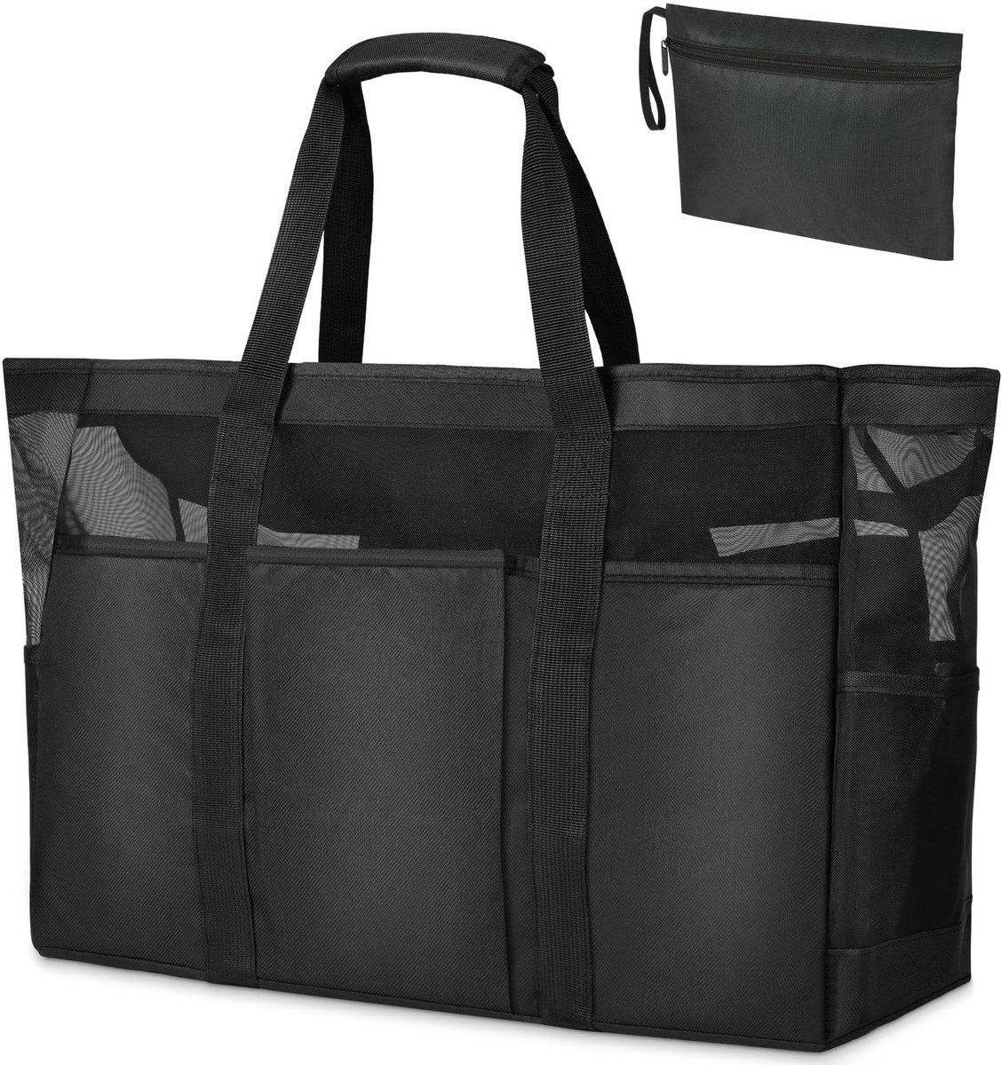 Dailygoods - Dailygoody - Grote strandtas - Opvouwbare strandtas - Zandvrij en lichtgewicht - Mesh materiaal - Perfect voor strand en vakantie - Ideaal voor dames