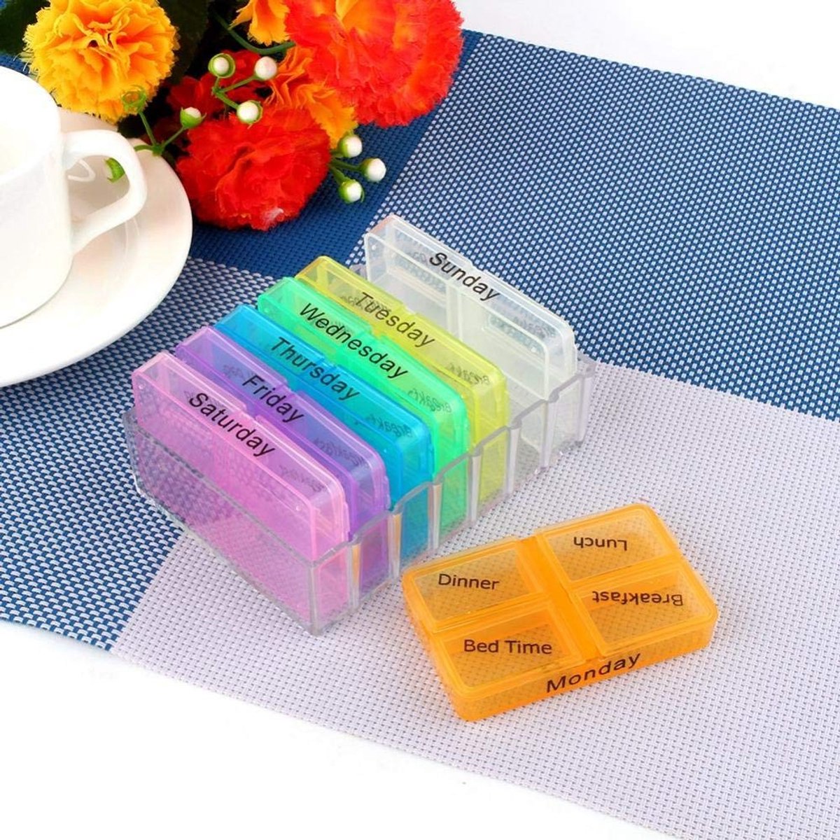 Dailygoods - Dailygoody - 7 Dagen Wekelijkse Pil Organizer - Medicijn Case - Compact en Handig - Geschikt voor Vitamines en Supplementen - Perfect voor Thuis en Re