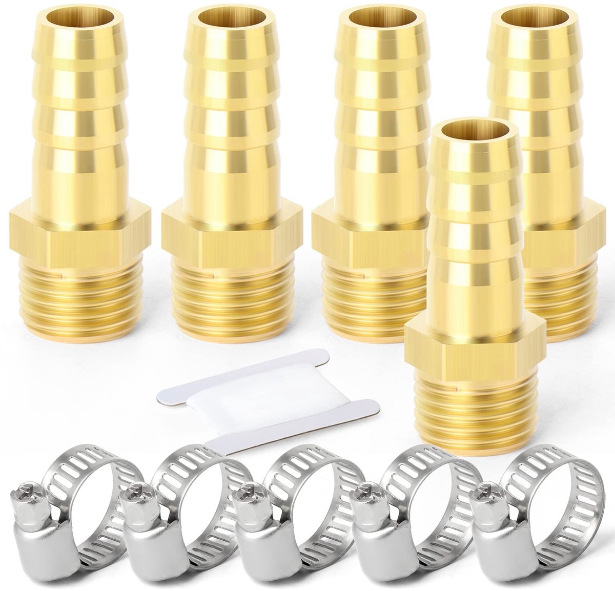 Dailygoods - Dailygoody - Messing Slangpilaar Knelkoppelingen - 5 Pcs 25mm OD Barb Naar 1" Mannelijke Connectors - Duurzaam en Efficiënt - Tuinslangconnectoren...